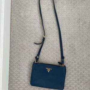Prada Double Compartment Crossbody - Blue